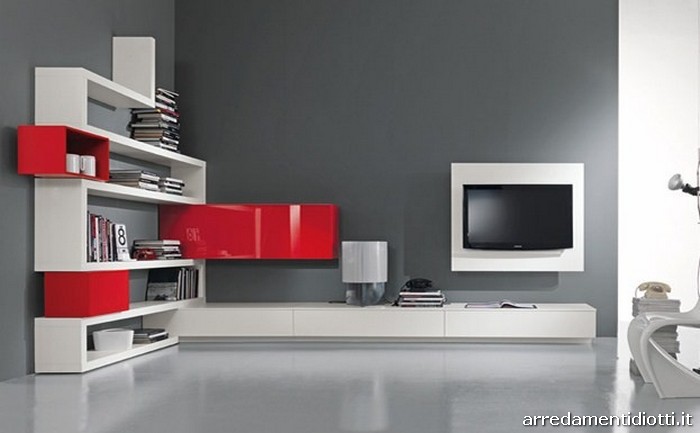 Side System con porta Tv Rack
cm 390, p 208, h 270.